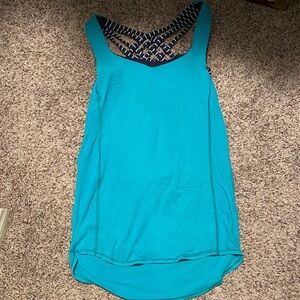 Lululemon Athletica Turquoise Tank Top with Navy Accents